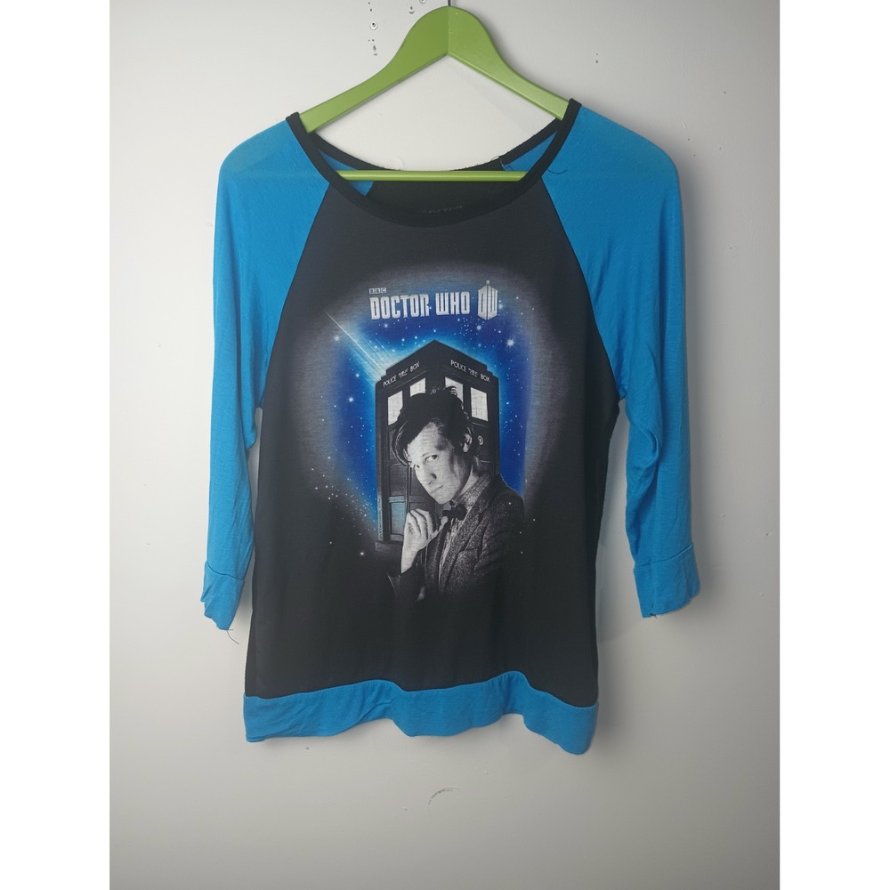 Doctor Who Ripple Junction Matt Smith 11th Doctor TARDIS Raglan Shirt M